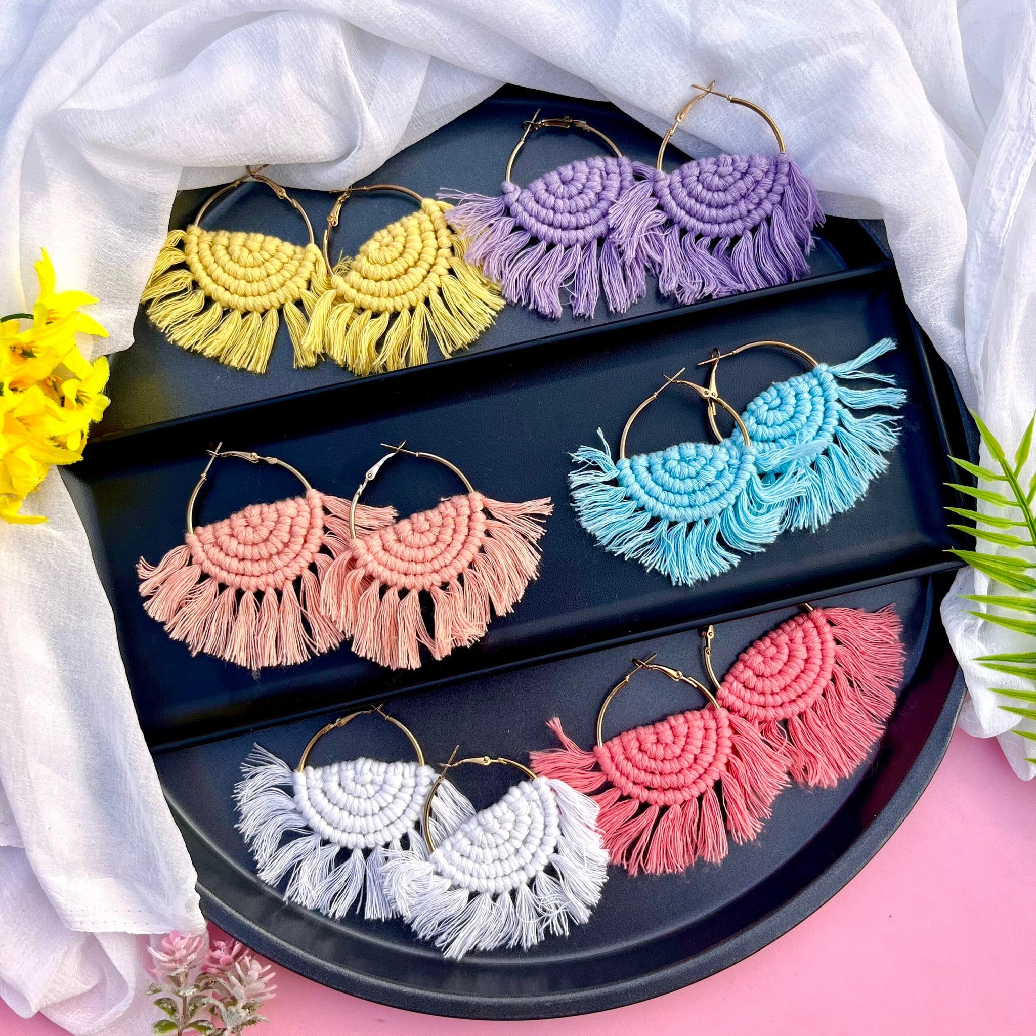 Semi Circle Macrame Hoops image 0