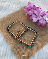Multicolor Crystal Hoops image 1
