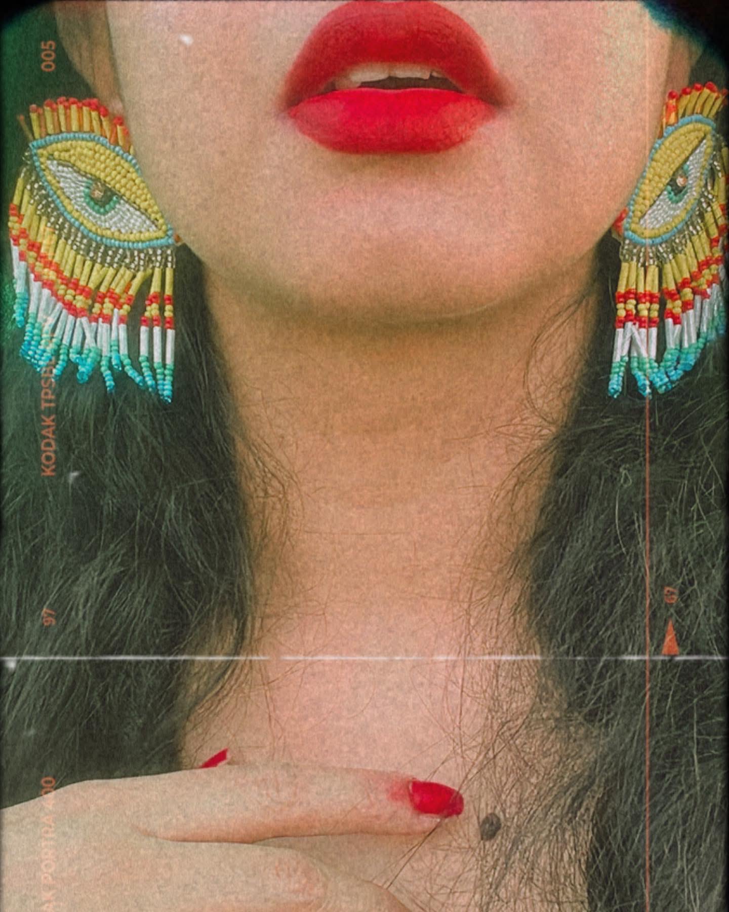 Statement Evil Eye Earrings- Yellow image 1