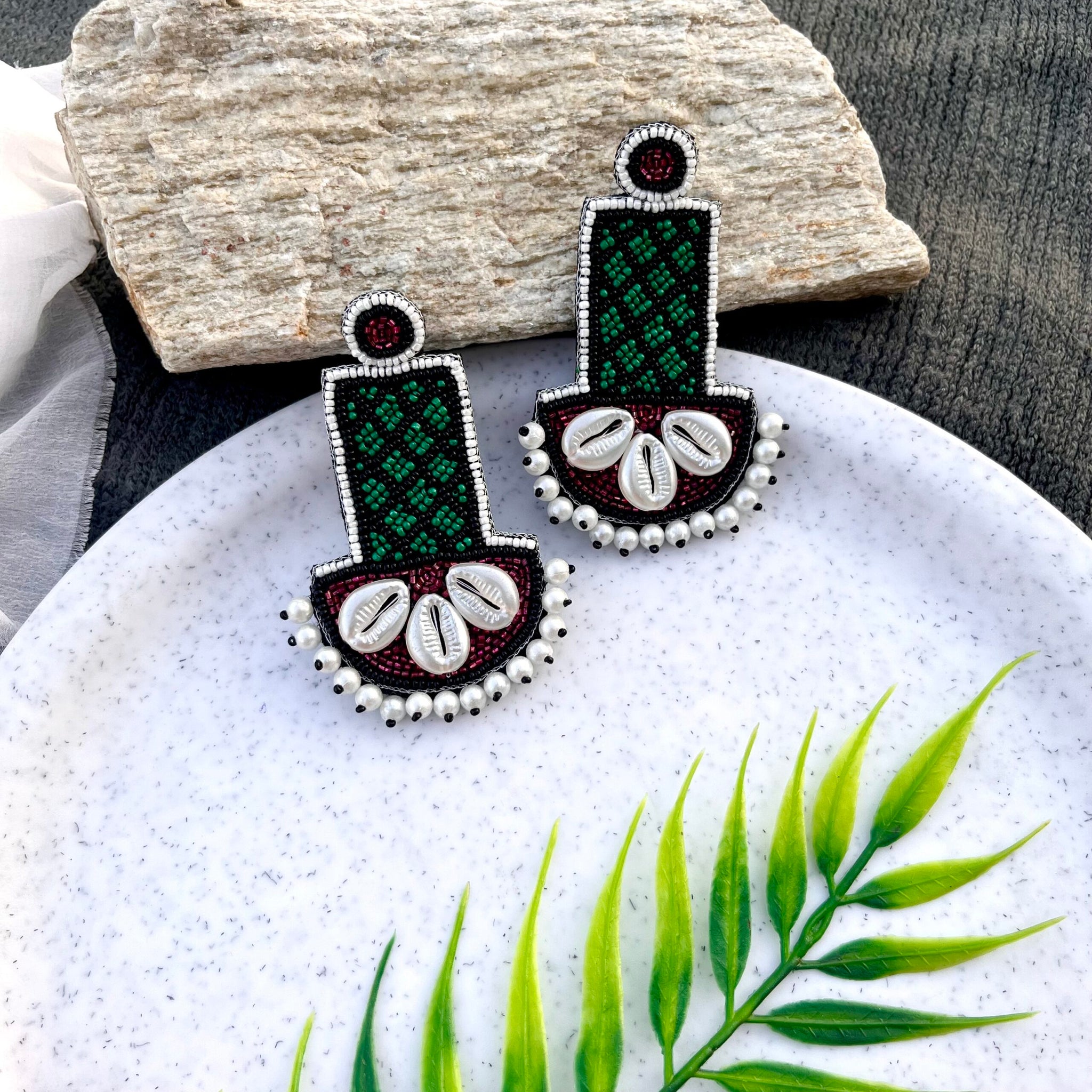 Indowestern Shell Earrings image 5