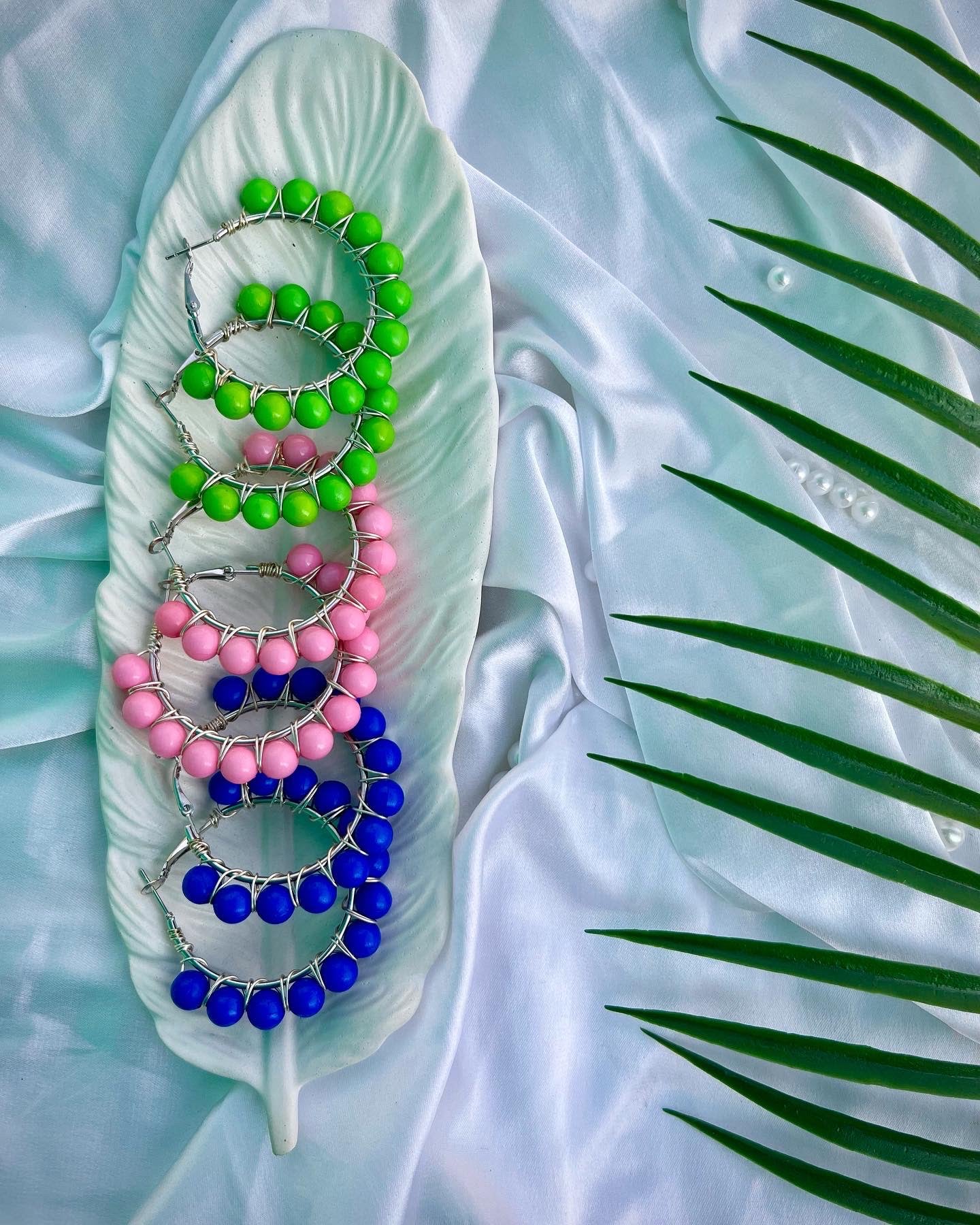 Cute Beaded Hoops-l image 0