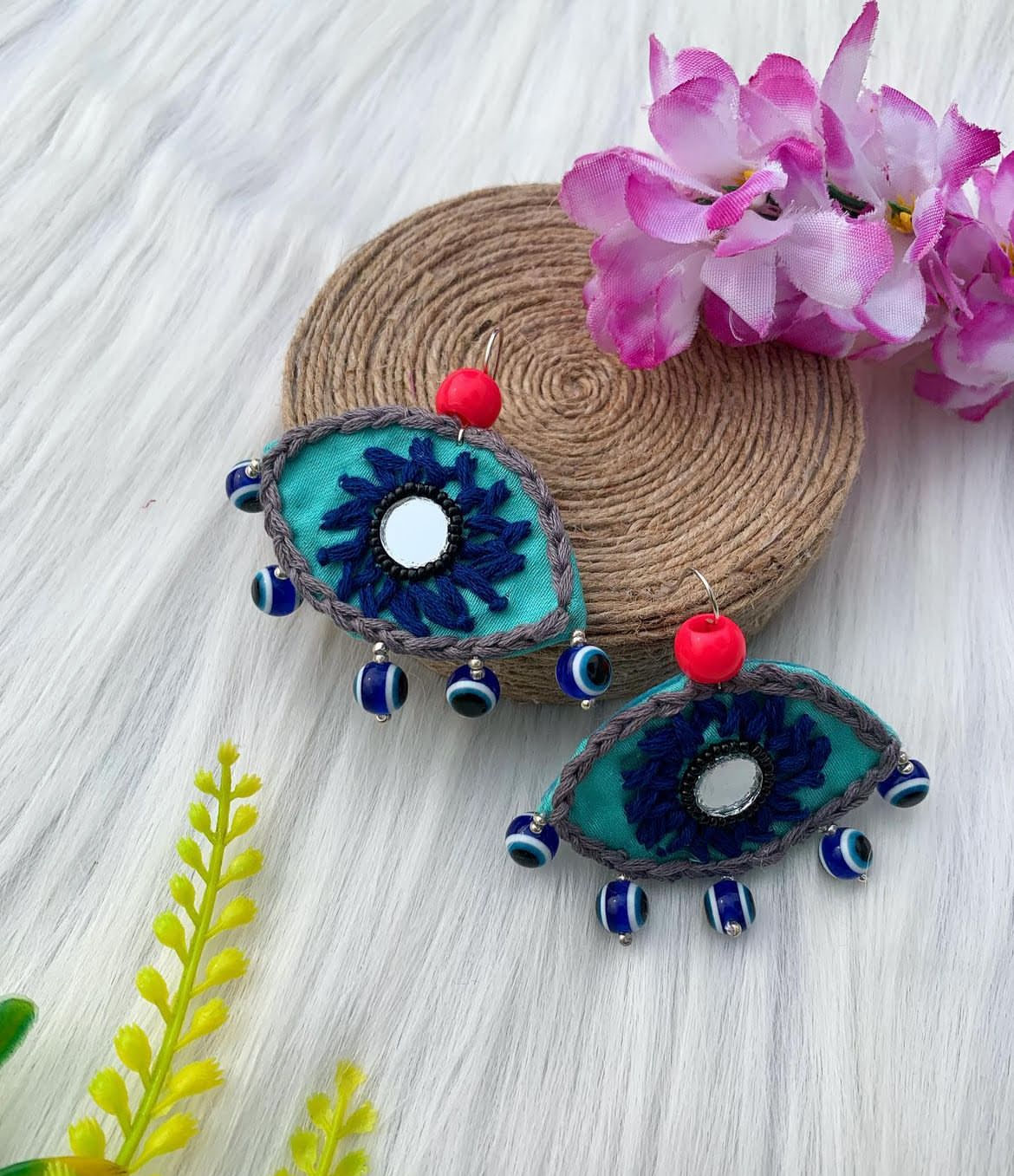 Evil Eye Threadwork Earrings image 0