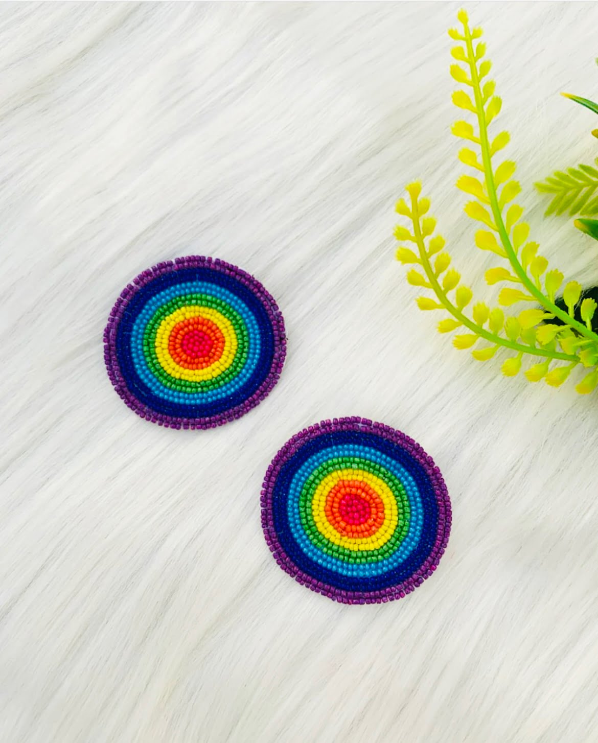 Oversized Round Rainbow Studs image 0