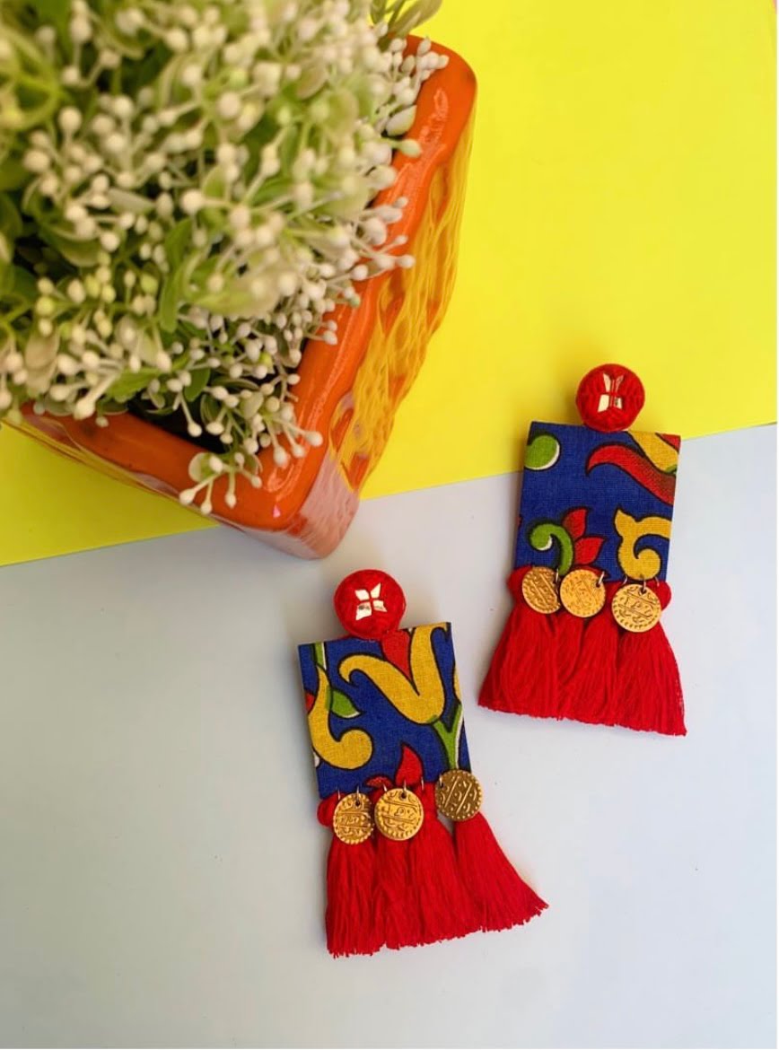 Printed Tassel Earrings image 0