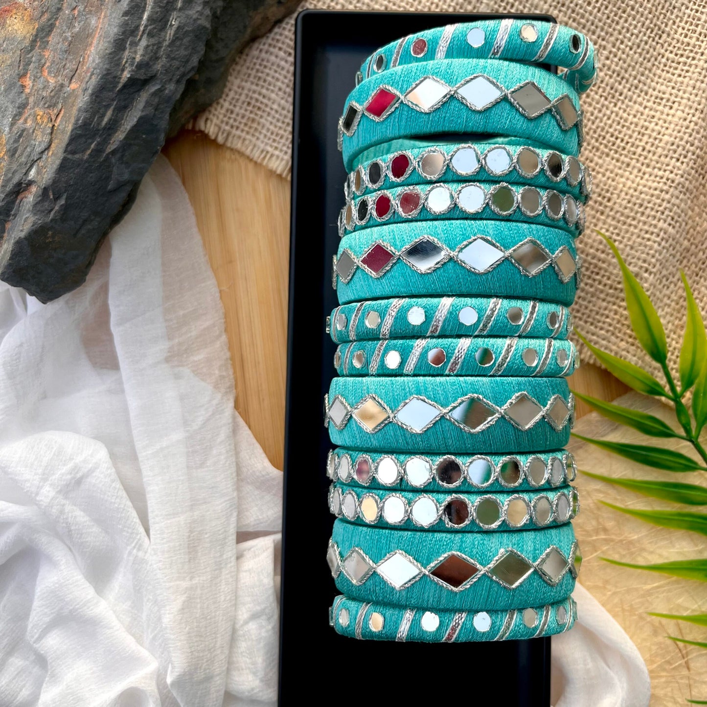 Jhalak Bangles Set- Sea Green image 0