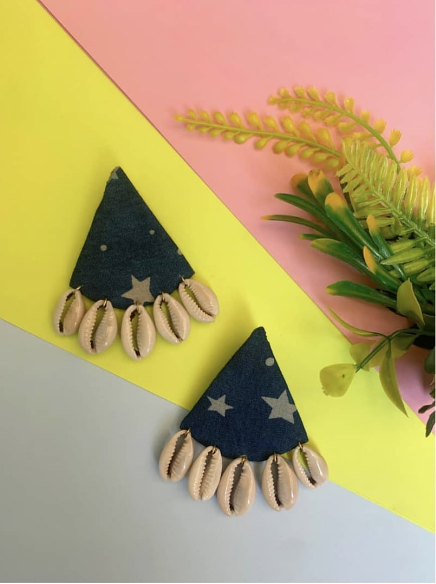 Starry Denim Shell Earrings image 0