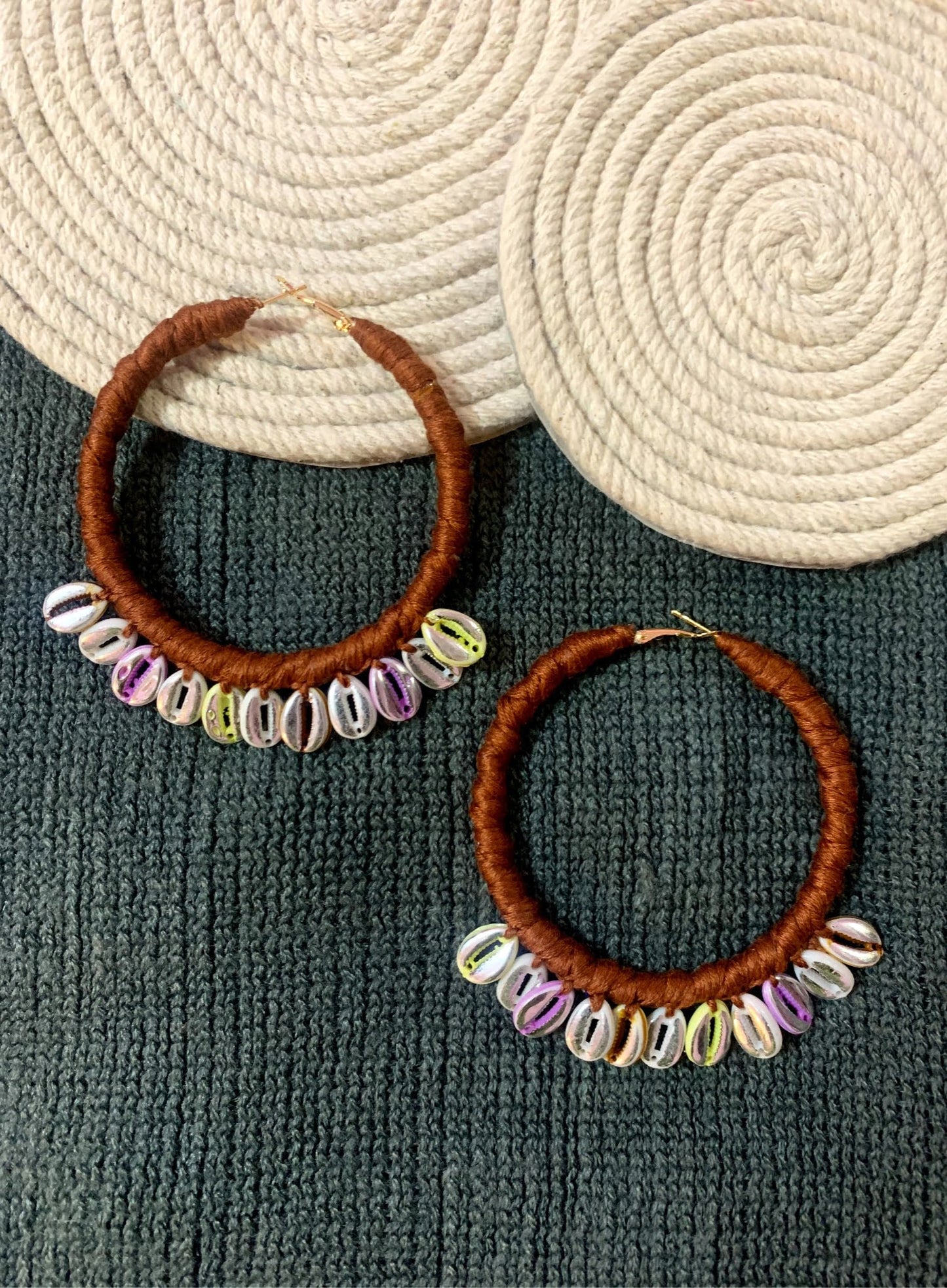 Embellished Cowrie Hoops- Silver image 0