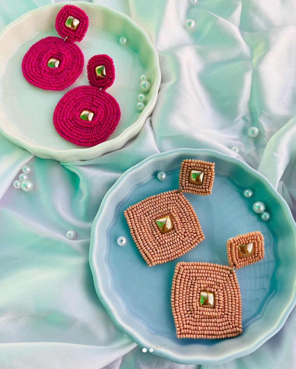 Statement Beaded Earrings -I image 0