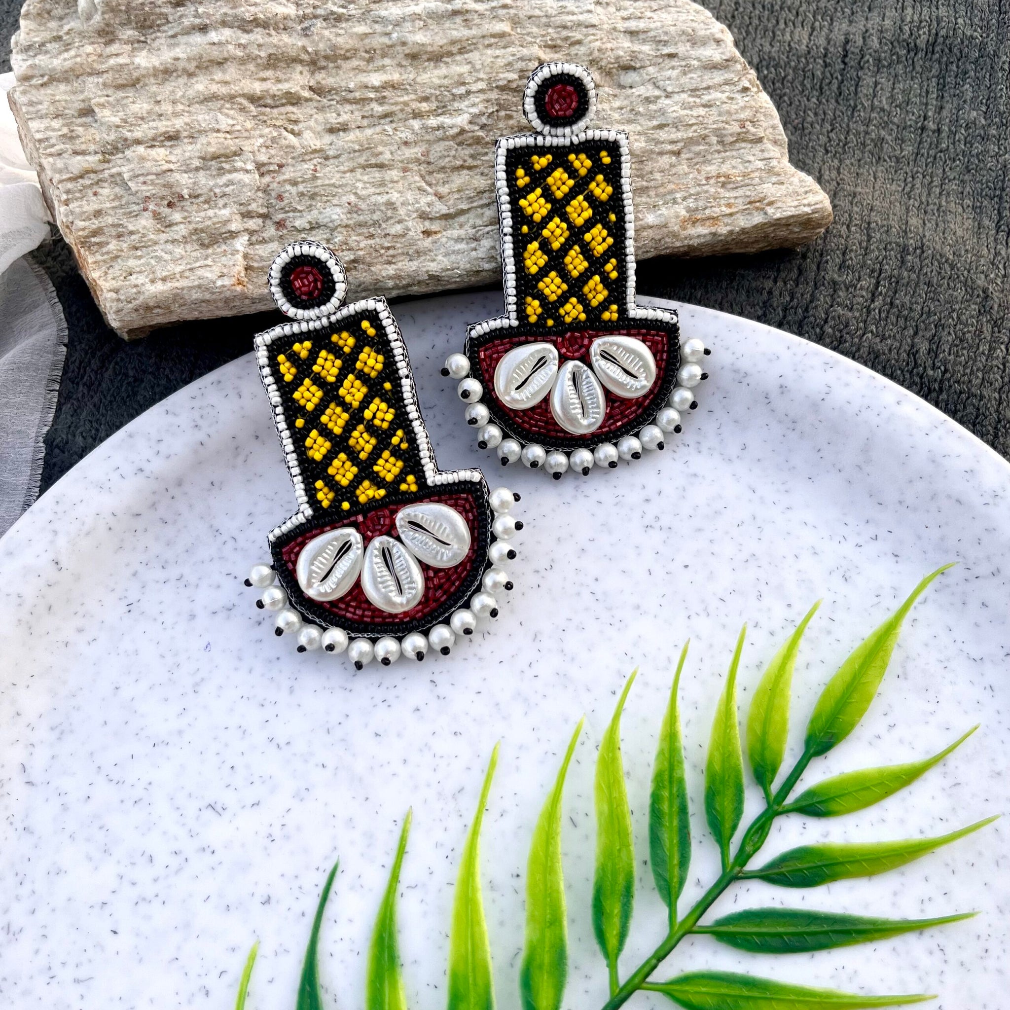 Indowestern Shell Earrings image 3