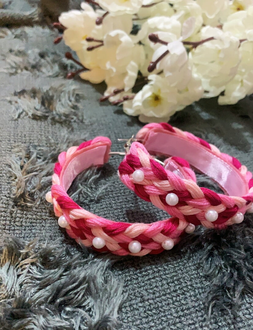 Braided Pearl Hoops image 2